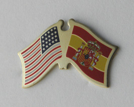 Spain Espana International Country Usa Combo Flag Lapel Pin Badge 3/4 Inch - £4.21 GBP