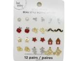 Bead Landing 12 Pair Earring Set - New - Apples, Stars, Houses... - $12.99