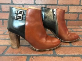 Madewell Booties Two Toned Brown And Black Leather Size 8.5 - £54.04 GBP
