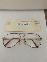 VTG St. Moritz Odeon Flex Frame Amber &amp; Gold Aviator Glasses Frames 60-20-145 - £23.98 GBP