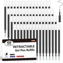 Retractable Gel Pen Refills, Shuttle Art 60 Pack Black Rollerball Gel In... - £14.50 GBP