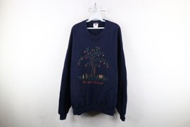 Vintage 90s Streetwear Womens 2XL Faded Cat Dog Apple Tree Crewneck Sweatshirt - $54.40