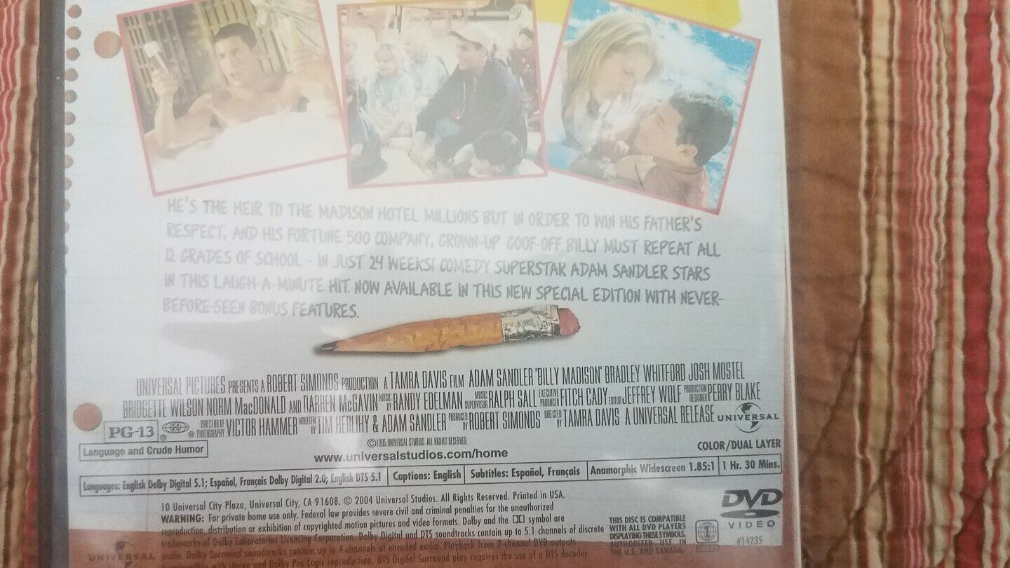 Billy Madison (DVD, 1998 , Pantalla Ancha) Item image 5