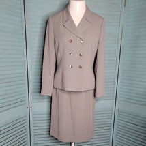 Le Suit Button Up Blazer &amp; Skirt 2 Piece Suit Outfit Set ~ Sz 10 ~ Gray ~ Lined - £71.31 GBP