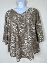 Cato Womens Plus Size 18/20W (1X) Animal Print Thermal Lattice Shirt 3/4... - $14.40