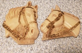 Vintage 1964 Miller Studio Chalkware Horse Heads Set of 2 Wall Plaques - $19.99