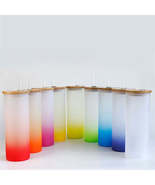 25oz Sublimation blank glass ombre gradient Tumblers (Includes Bamboo Li... - $6.50