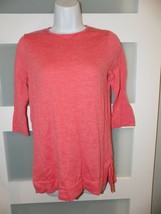 J Jill Coral Heathered Merino Wool Crew Neck 3/4 Sleeve Sweater Size S Petite - £17.40 GBP