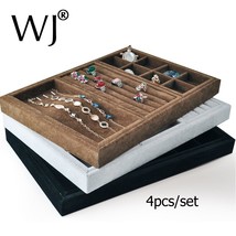 Wholesale 4pcs/set Velvet Stackable Jewelry Showcase Countertop Display Tray Mul - £51.71 GBP