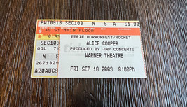 Alice Cooper Concert Ticket Stub September 18 2009 Warner Theatre Buffal... - £6.75 GBP