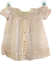 Vintage infant 3-6m dress Top pink lace Embroidered Sheer girls baby doll - $9.99