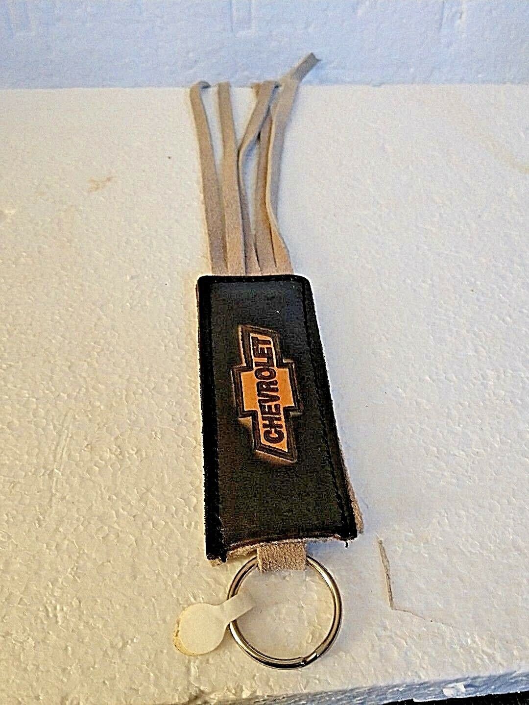 Primary image for CHEVROLET Key Ring New Leather with long Fringe  Belt Loop Grey/Black