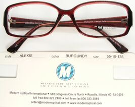 NEW MODERN OPTICAL ALEXIS BURGUNDY EYEGLASSES GLASSES PLASTIC FRAME 55-1... - €12,65 EUR