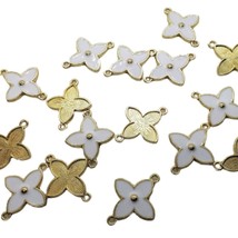 Flower connector charms - White/Gold - £18.94 GBP