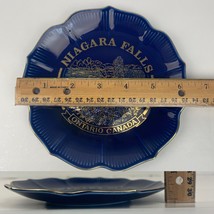 Vtg Giftcraft Royal Navy Blue Niagara Falls Ontario Canada Souvenir Plate w Gold - £18.24 GBP