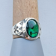 NAVAJO WM 925 STERLING SILVER  OVAL PAUA ABALONE SHELL ARROW MEN&#39;S RING ... - $2,328.22 MXN