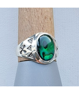 NAVAJO WM 925 STERLING SILVER  OVAL PAUA ABALONE SHELL ARROW MEN&#39;S RING ... - $2,328.22 MXN
