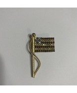 Vintage Rafaelian Multicolor Rhinestone Gold Tone American Flag Pin Broo... - $19.99