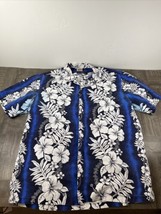 Vintage Royal Creation Shirt Mens XL Blue Short Sleeve Button Up Hawaiian - $12.08