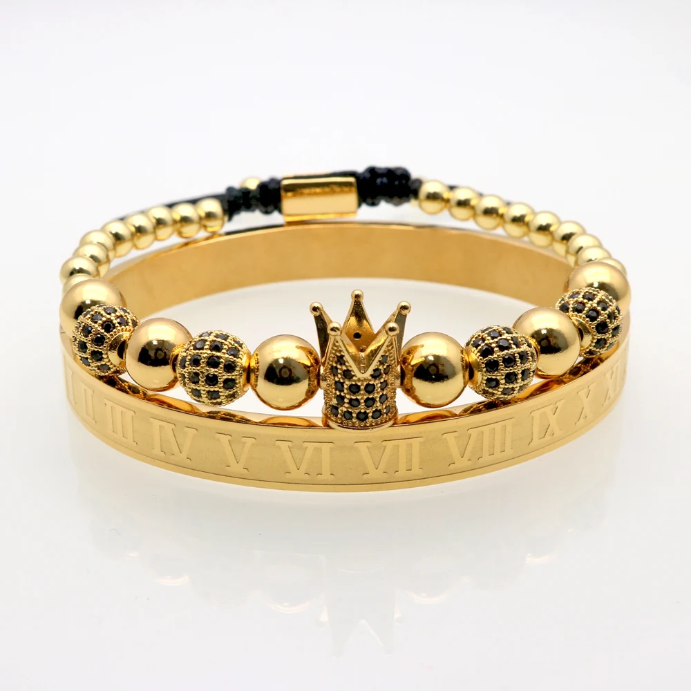 Hot Sale Classical Crown Luxury Men&#39;s Jewelry Handmade Beads Braiding Bracelets  - £26.35 GBP