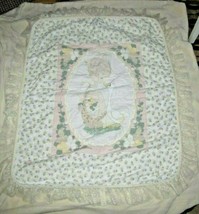 Precious Moments Flower Girl Child Kid Goose Baby Quilt Comforter Blanket Lace - £38.71 GBP