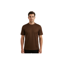 Men Dressy T-Shirt Log-In Uomo Soft Crew Neck Silky Short Sleeves 218 Cognac image 8