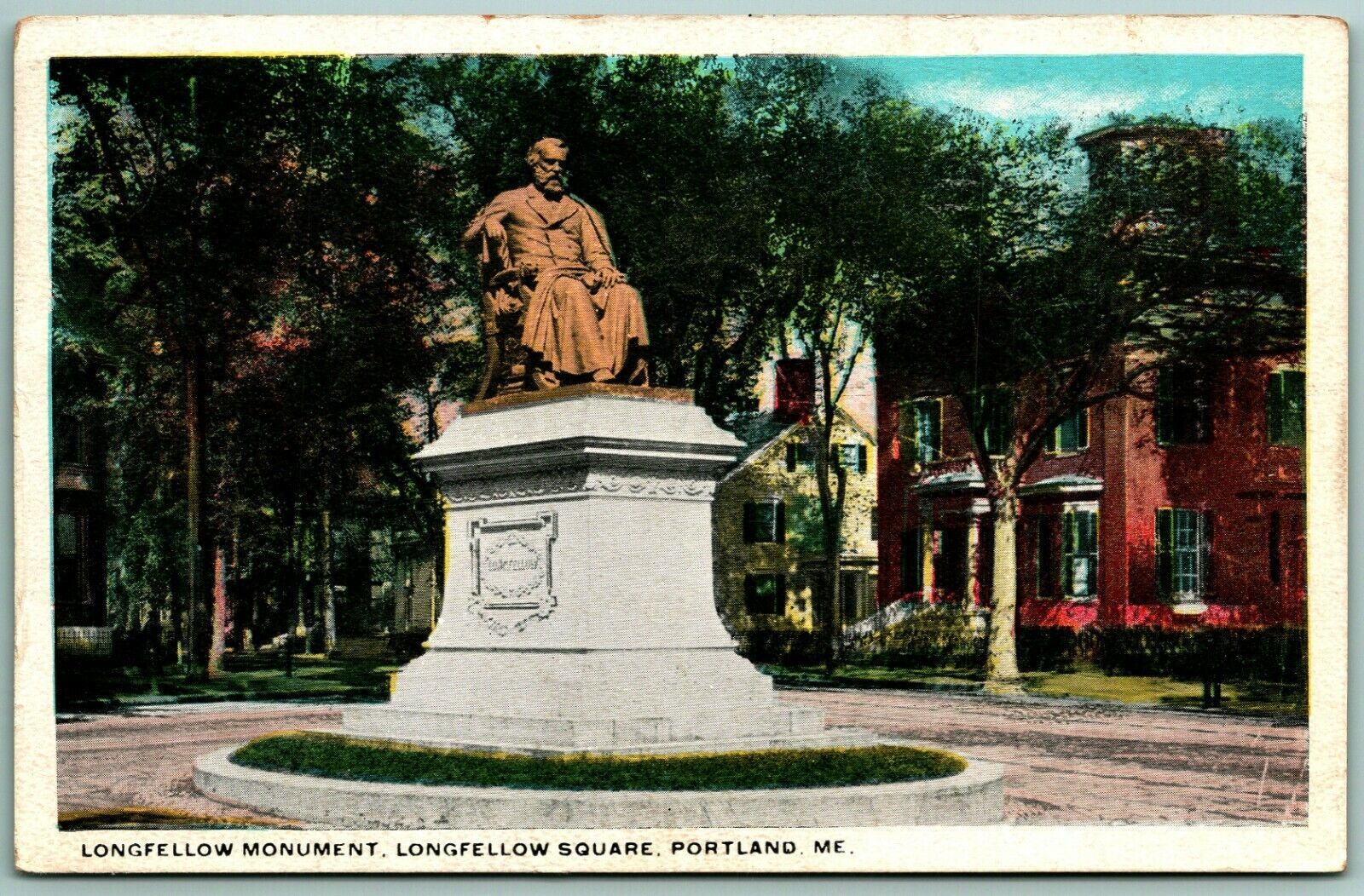 Primary image for Longfellow Monument Longfellow Square Portland Maine ME 1917 WB Postcard G2