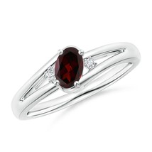 ANGARA Garnet and Diamond Split Shank Ring in Sterling Silver (Size-6x4mm) - £147.27 GBP+