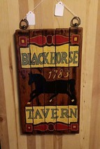 BLACK HORSE TAVERN 1783 HANDCRAFTED ~ PAINTED WOOD PLAQUE PUB SIGN ~ UNIQUE - £26.54 GBP