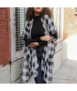 Lightweight Black White Buffalo Check Kimono - €21,21 EUR