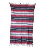 Canyon Creek Authentic Mexican Yoga Falsa Blanket 76&quot; L x 53&quot; W Red Whit... - £14.95 GBP