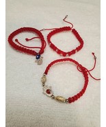 Three Handmade Red Bracelet Adjustable / Free Shipping. - $276.49 MXN