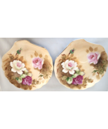 Lefton Floral Rose Heritage Brown 3 Snack Plates No Cups Circa 1949-1964... - $57.71 CAD