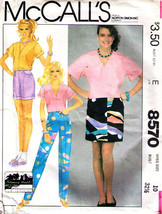 An item in the Crafts category: Vintage 1983 Misses' TOP, SKIRT, PANTS & SHORTS Pattern 8570-m Size 10