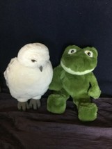 Lot of Plush Fluffyville Green Frog &amp; Harry Pottery Snowy White Owl w Tu... - £15.46 GBP