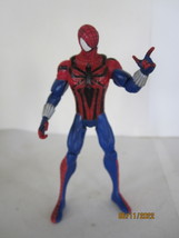 2011 Marvel Spider-man figure - 4" w/ silver armbands - battle damaged - $5.00