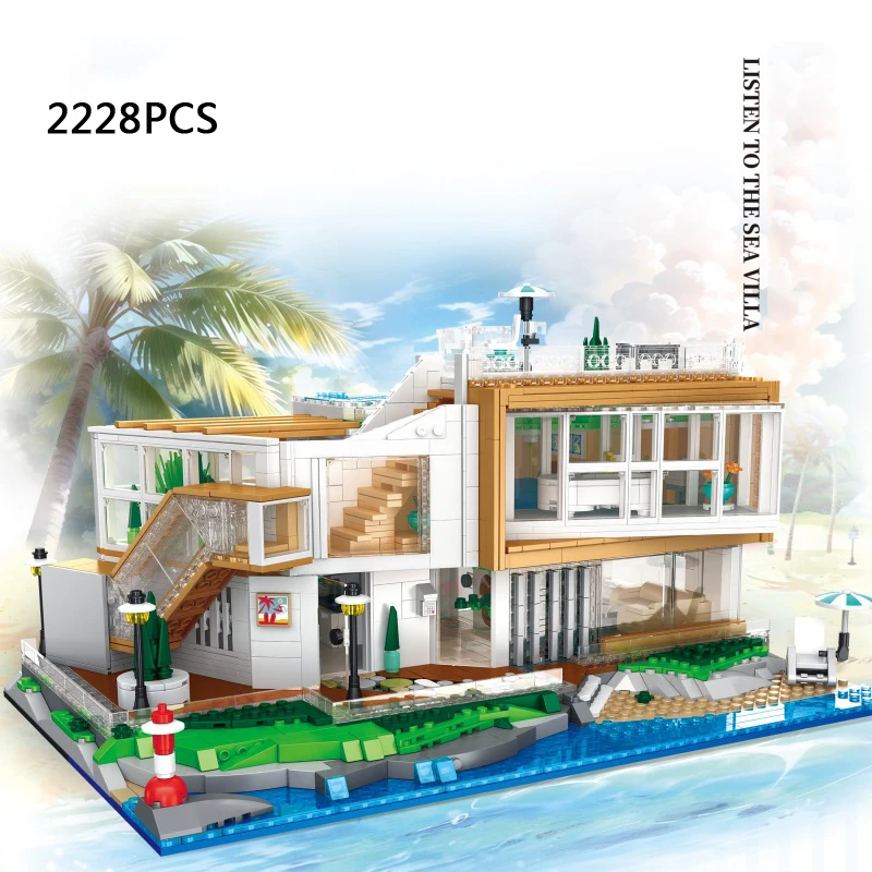 Creative Architecture City Street View Block Dream House Leaf Sea Villa Figures - £148.75 GBP+