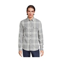 George Mens Gray White Plaid Super Soft Long Sleeve Flannel Button Up, 3... - £18.87 GBP