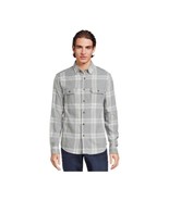 George Mens Gray White Plaid Super Soft Long Sleeve Flannel Button Up, 3... - £18.86 GBP