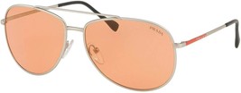 PRADA SPORT SPS 55U QFP-291 SILVER FRAME/ORANGE LENS AVIATOR SUNGLASSES ... - $210.00