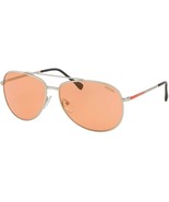 PRADA SPORT SPS 55U QFP-291 MATTE SILVER/ORANGE LENS AVIATOR SUNGLASSES ... - $210.00