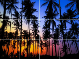 tropical sunrise sunset palm trees beach seascape ceramic tile mural backsplash - £46.65 GBP+