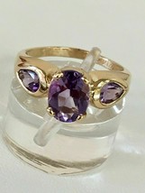 2.25Ct Oval Pear Cut Amethyst Engagement Wedding Ring 14k Yellow Gold Over - £74.73 GBP