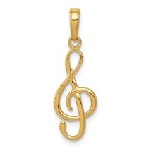 14K Yellow Gold Treble Clef Charm Music Note Jewelry 25mm x 9mm - £64.14 GBP