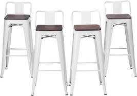 Modern Industrial Metal Bar Stool Counter Height Stools [Set Of 4] Stackable - £135.02 GBP