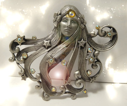  Haunted Antique Pin Queen High Priestess Mastery Of Magick Illuminated World - £243.57 GBP