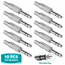 10Pcs 1/4&#39;&#39; 6.35mm Male Mono Plug Stereo TRS Audio Cable Jack Spring Con... - $16.99