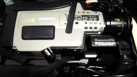 PANASONIC  S-VHS Camcorder w/ HARD Case, battery, power supply, etc. - £44.81 GBP