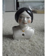 Vintage 1950s Glazed Ceramic Painted Woman Doll Head and Shoulders SUDY ... - £43.01 GBP