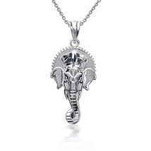 925 Sterling Silver 3D Hindu Elephant God Ganesha Pendant Necklace - £31.70 GBP+